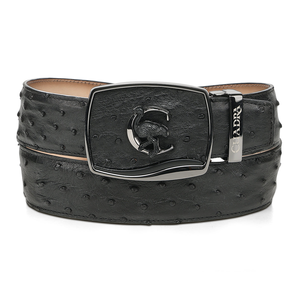 Cuadra Men’s Black Orix Ostrich Leather Western Belt BC479
