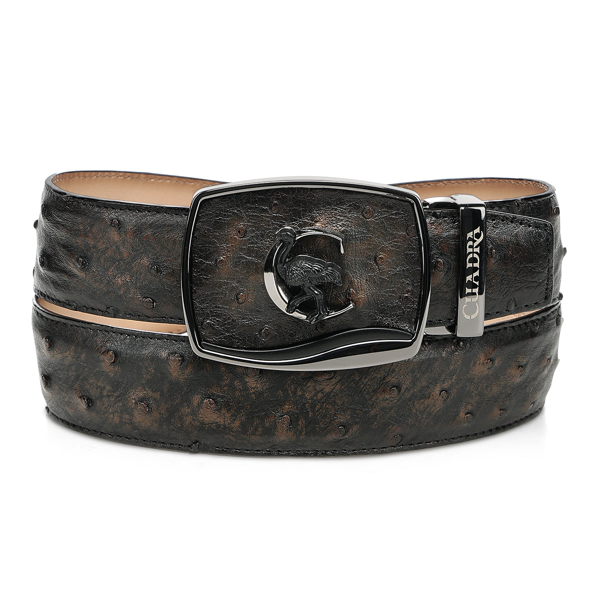 Cuadra Men’s Orix Ostrich Leather Western Belt - Golden Brown  BC478