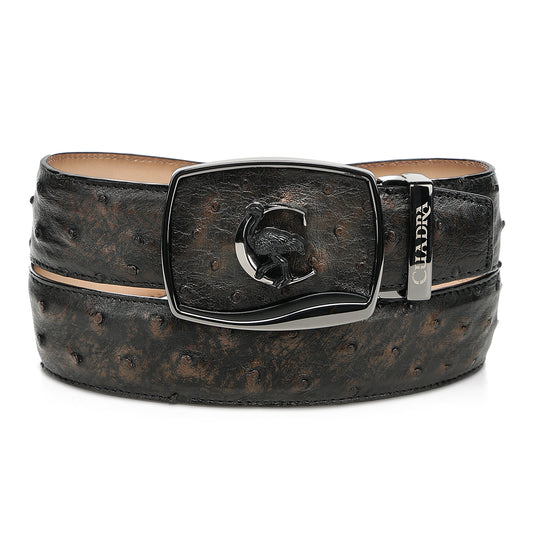 Cuadra Men’s Orix Ostrich Leather Western Belt - Golden Brown  BC478