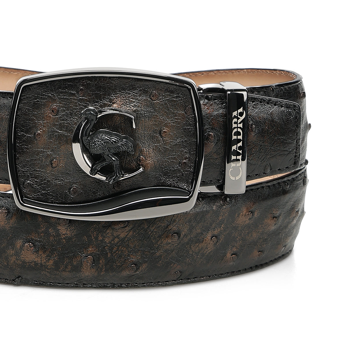 Cuadra Men’s Orix Ostrich Leather Western Belt - Golden Brown  BC478