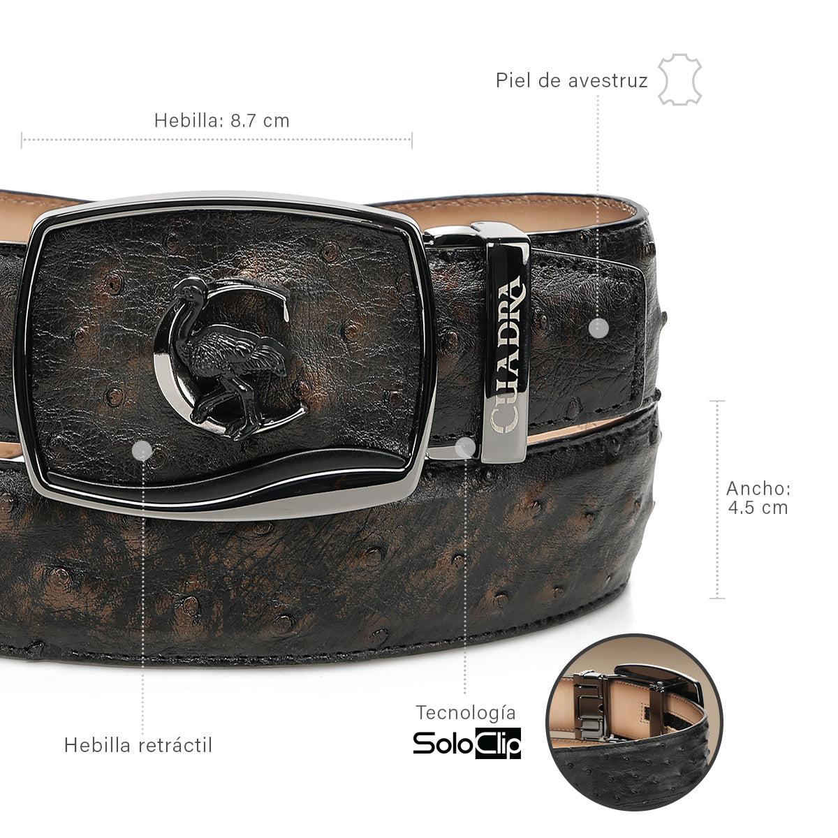 Cuadra Men’s Orix Ostrich Leather Western Belt - Golden Brown  BC478
