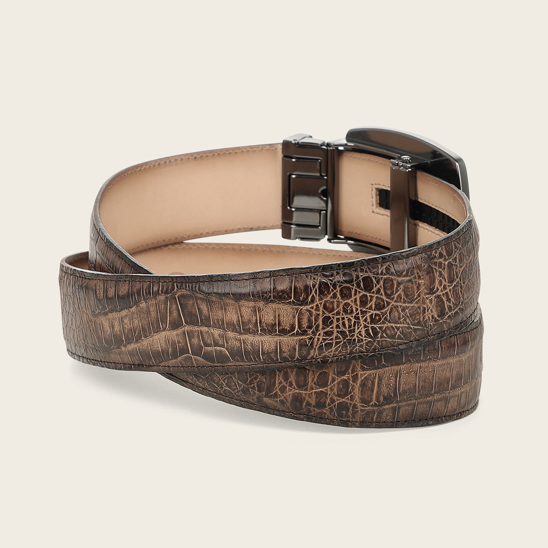 Cuadra BC480 brown fuscus caiman belt, scale texture close-up