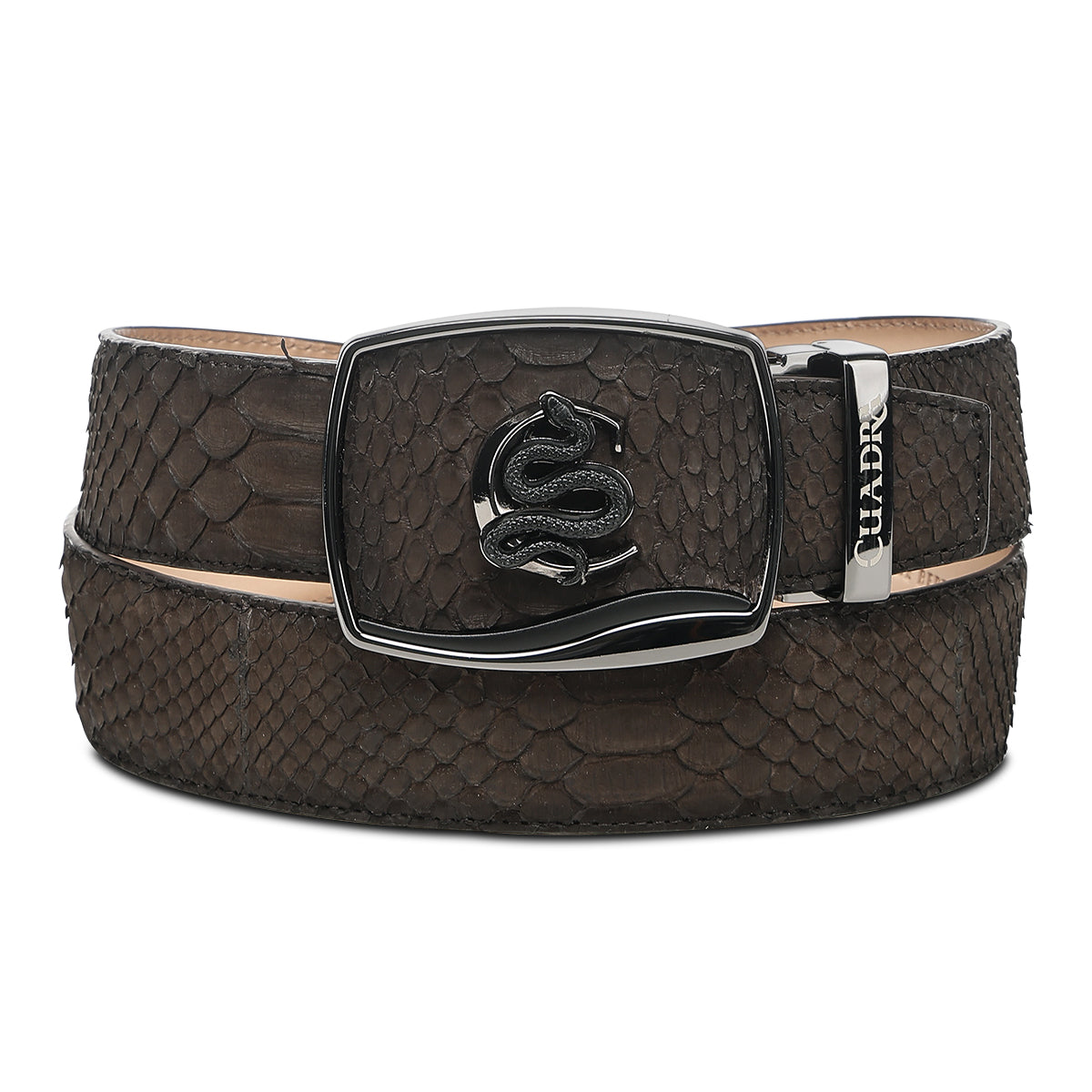 Cuadra Men’s Matte Brown Python Leather Western Belt  BC484