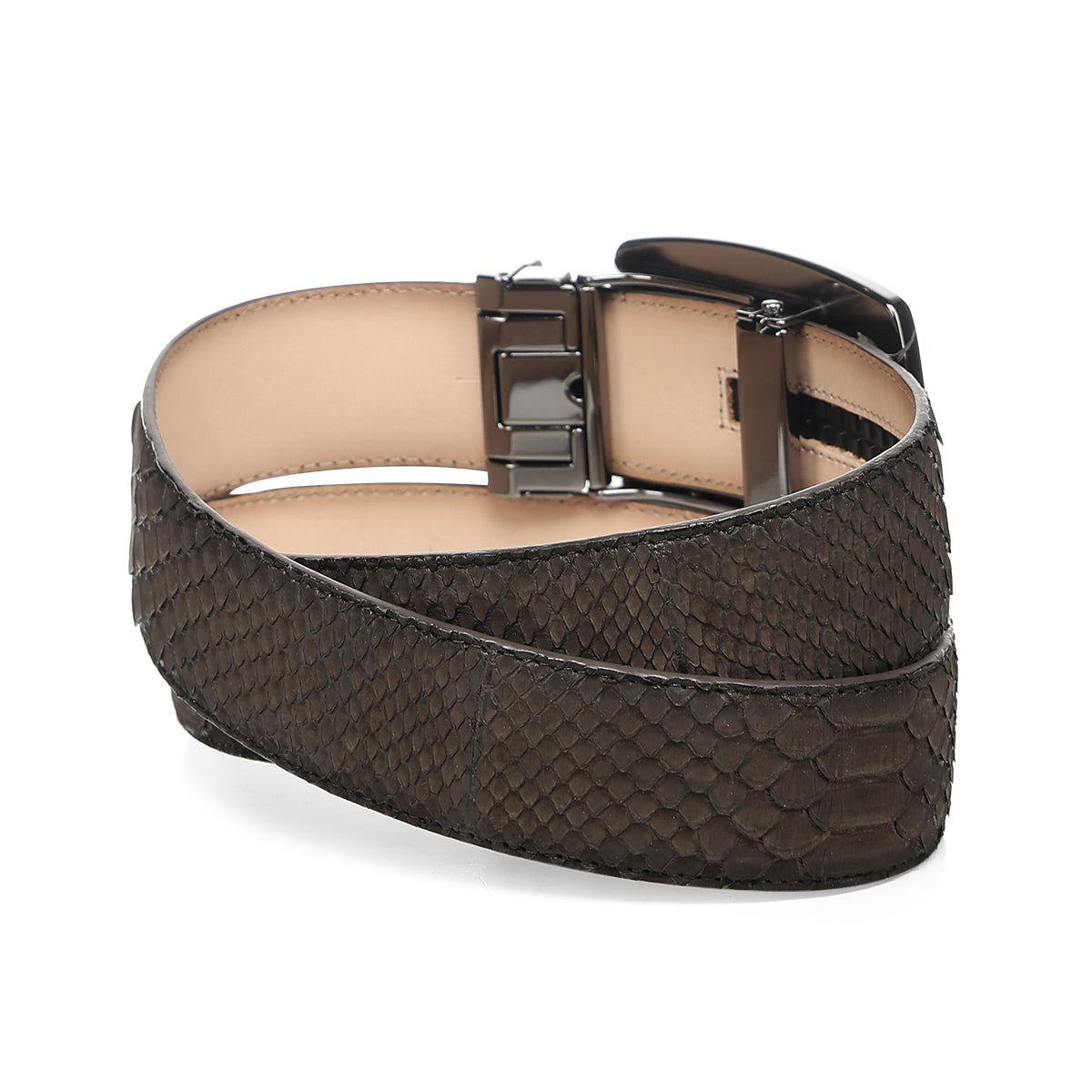 Cuadra Men’s Matte Brown Python Leather Western Belt  BC484