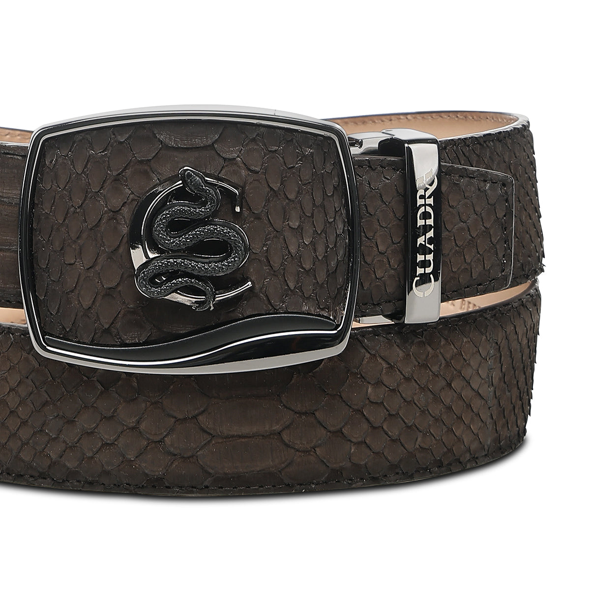 Cuadra Men’s Matte Brown Python Leather Western Belt  BC484