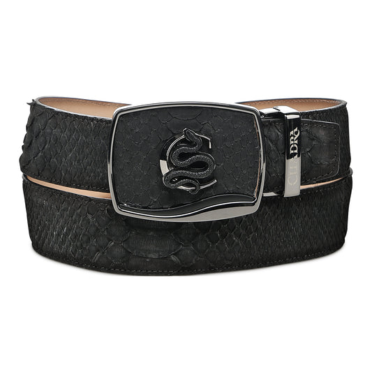 Cuadra Men’s Matte Black Python Leather Western Belt - BC483