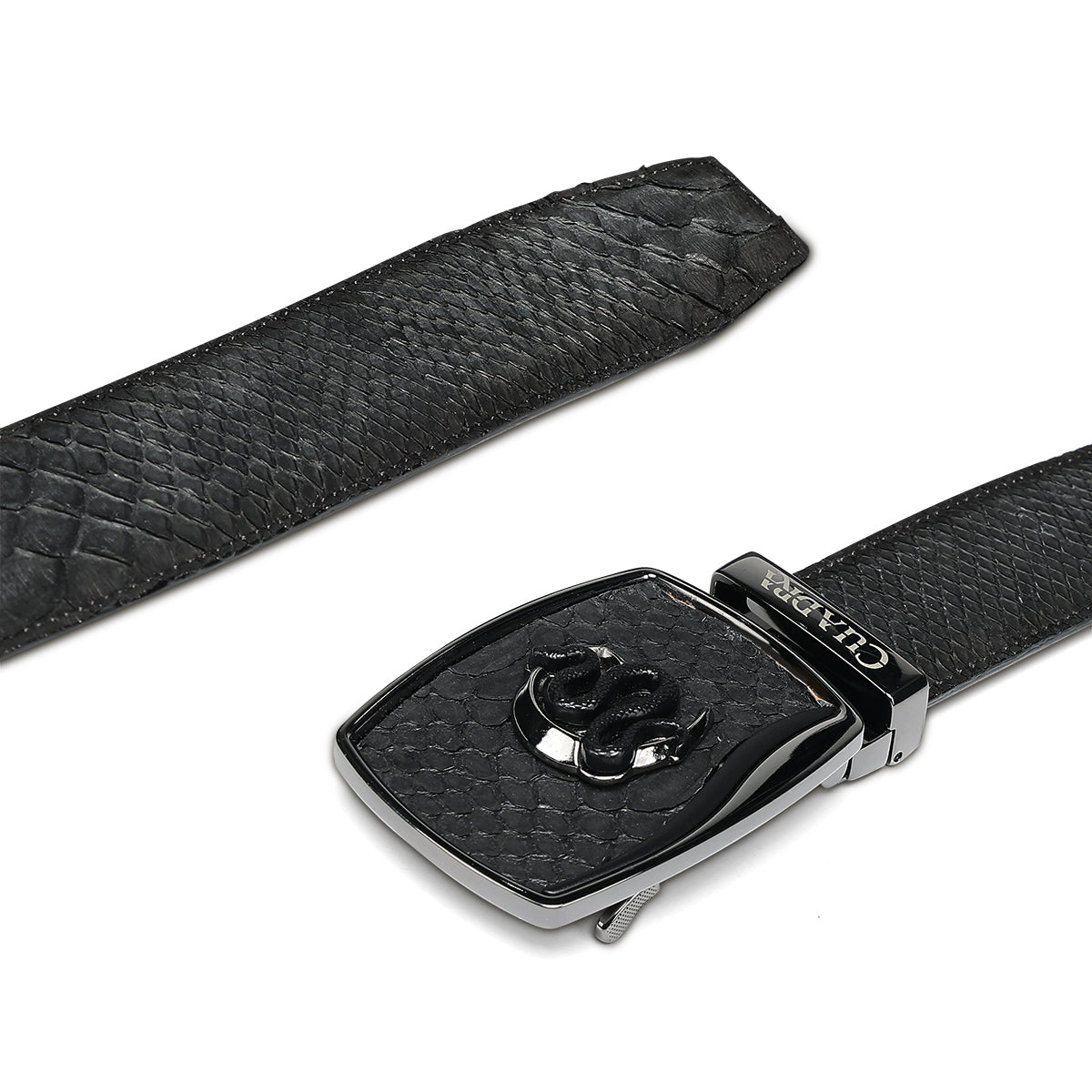 Cuadra Men’s Matte Black Python Leather Western Belt - BC483