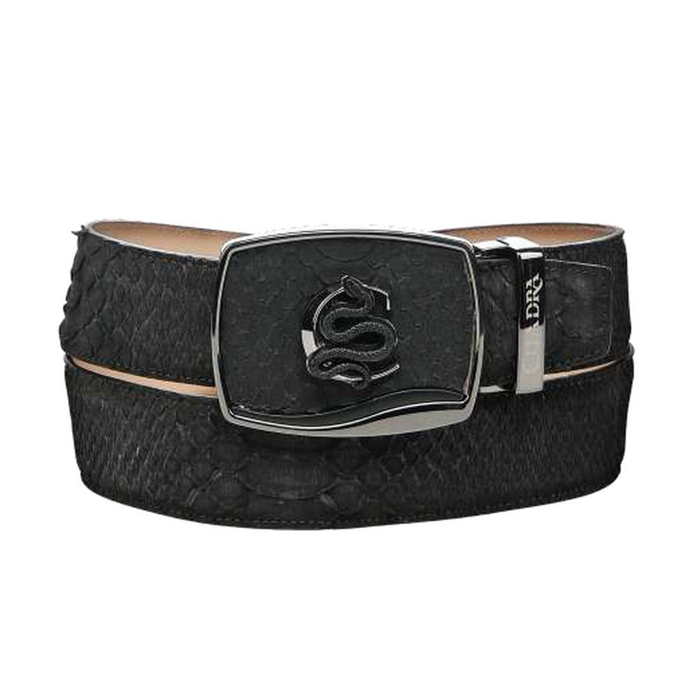 Cuadra BC584 men's black python full exotic leather western belt