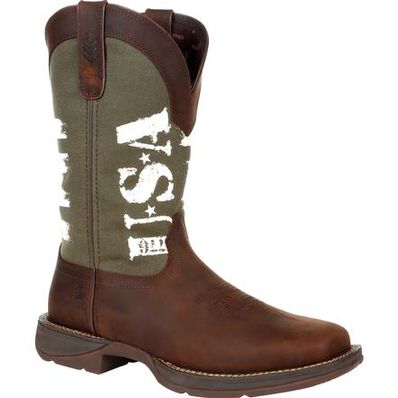 Rebel™ by Durango® Army Green USA Print Western Boot- DDB0313