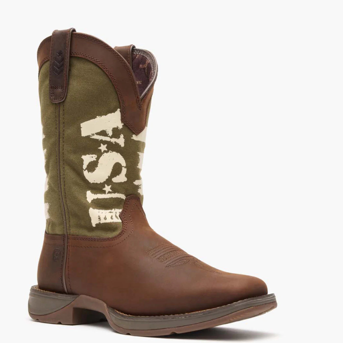Rebel™ by Durango® Army Green USA Print Western Boot- DDB0313