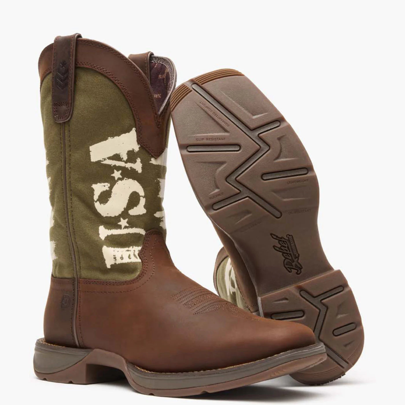 Rebel™ by Durango® Army Green USA Print Western Boot- DDB0313