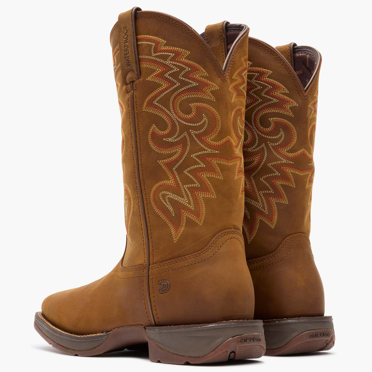 Back view of Durango DDB0361 Rebel waterproof western boot in russet leather