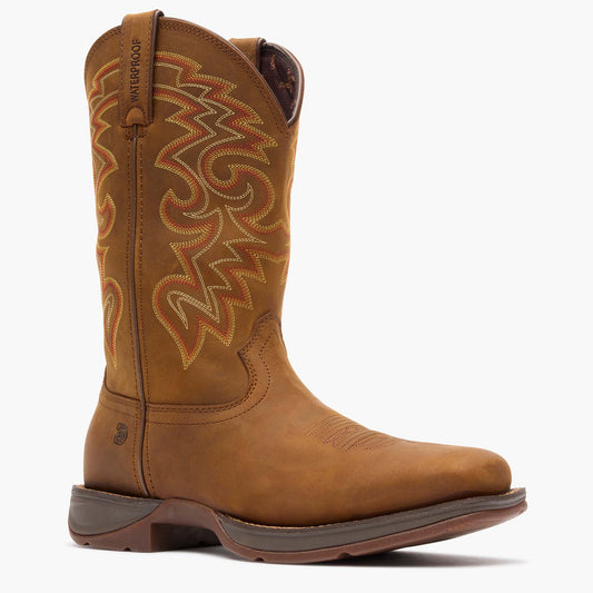 Durango DDB0361 Rebel men's waterproof western boot in russet full-grain leather, square toe, front view