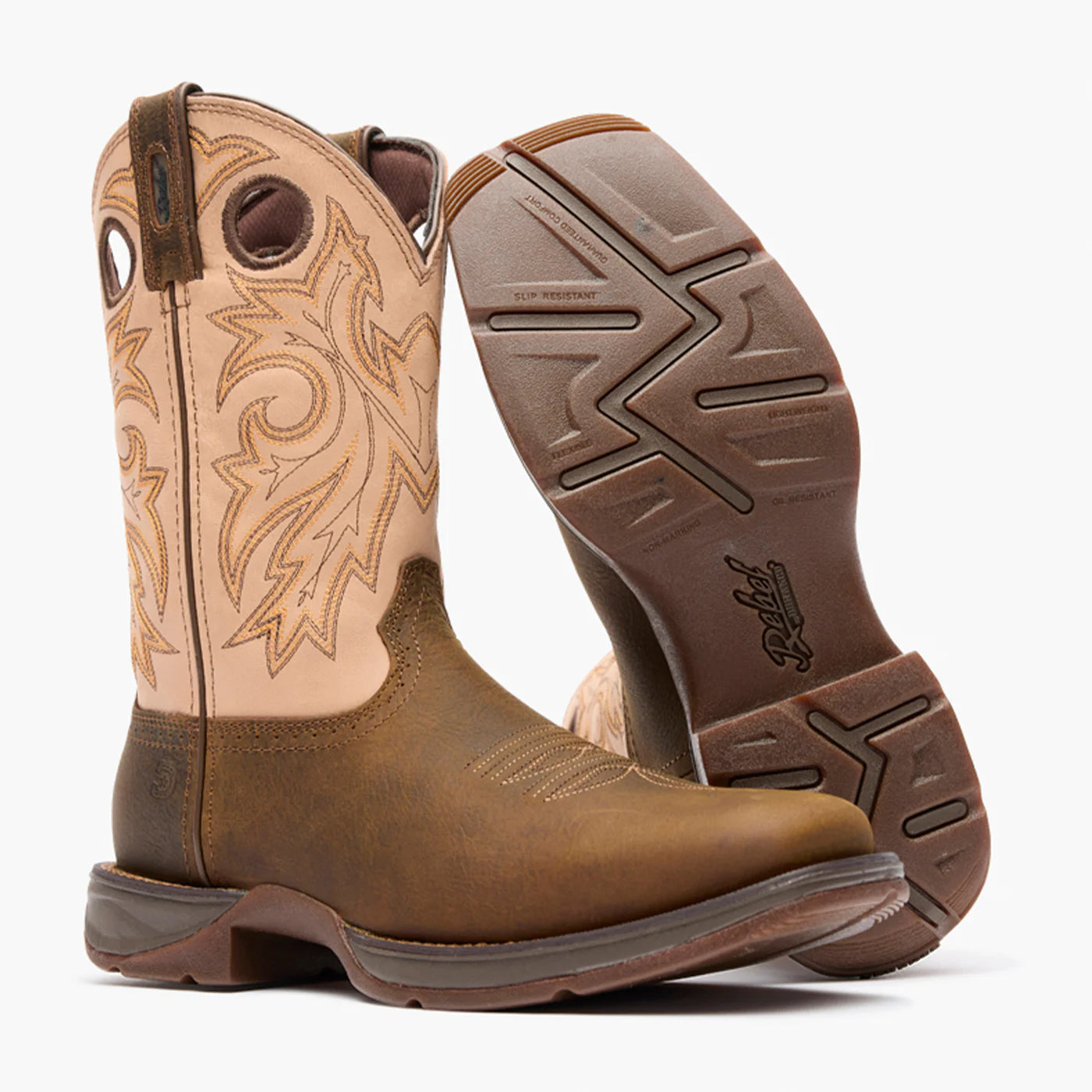 DDB0498 W MEN BRN 11" WSTRN COFFEE AND BONE WIDE