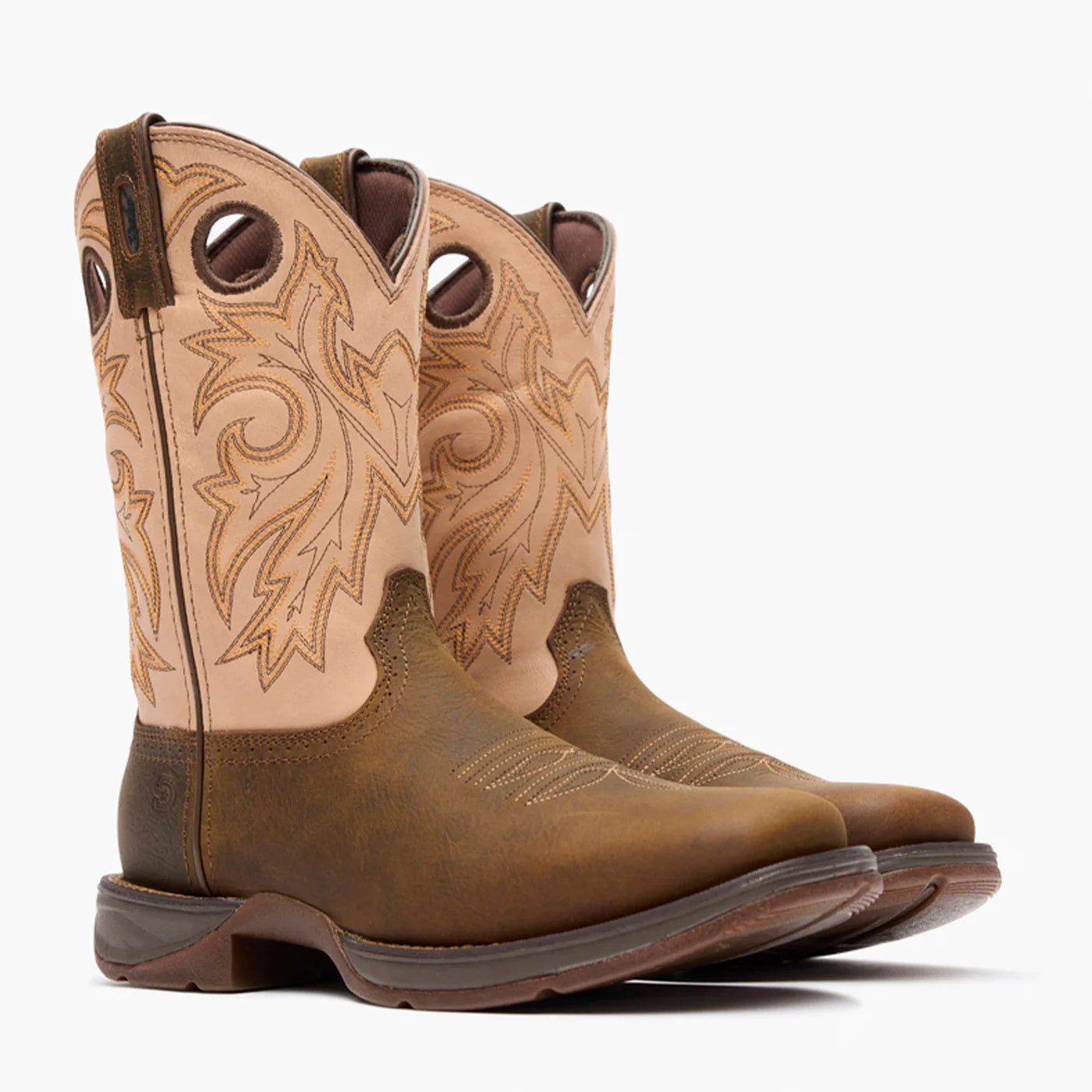 DDB0498 W MEN BRN 11" WSTRN COFFEE AND BONE WIDE