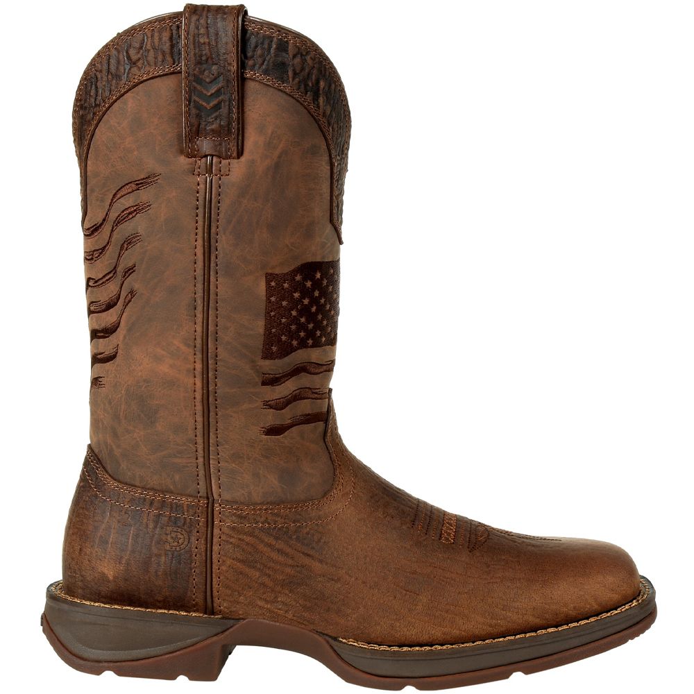 DURANGO® REBEL BROWN DISTRESSED FLAG EMBROIDERY WESTERN BOOT DDB0314