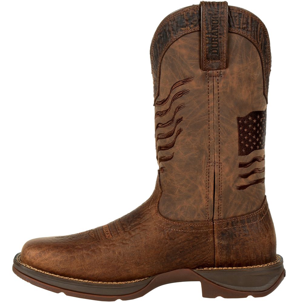 DURANGO® REBEL BROWN DISTRESSED FLAG EMBROIDERY WESTERN BOOT DDB0314