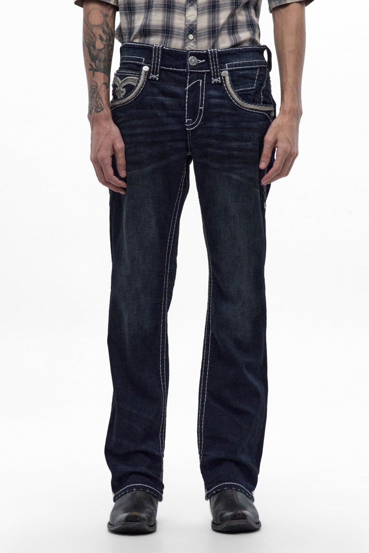 Rock Revival Men's Eggplant Dark Blue Bootcut Jean RP3500B219R - photo 2