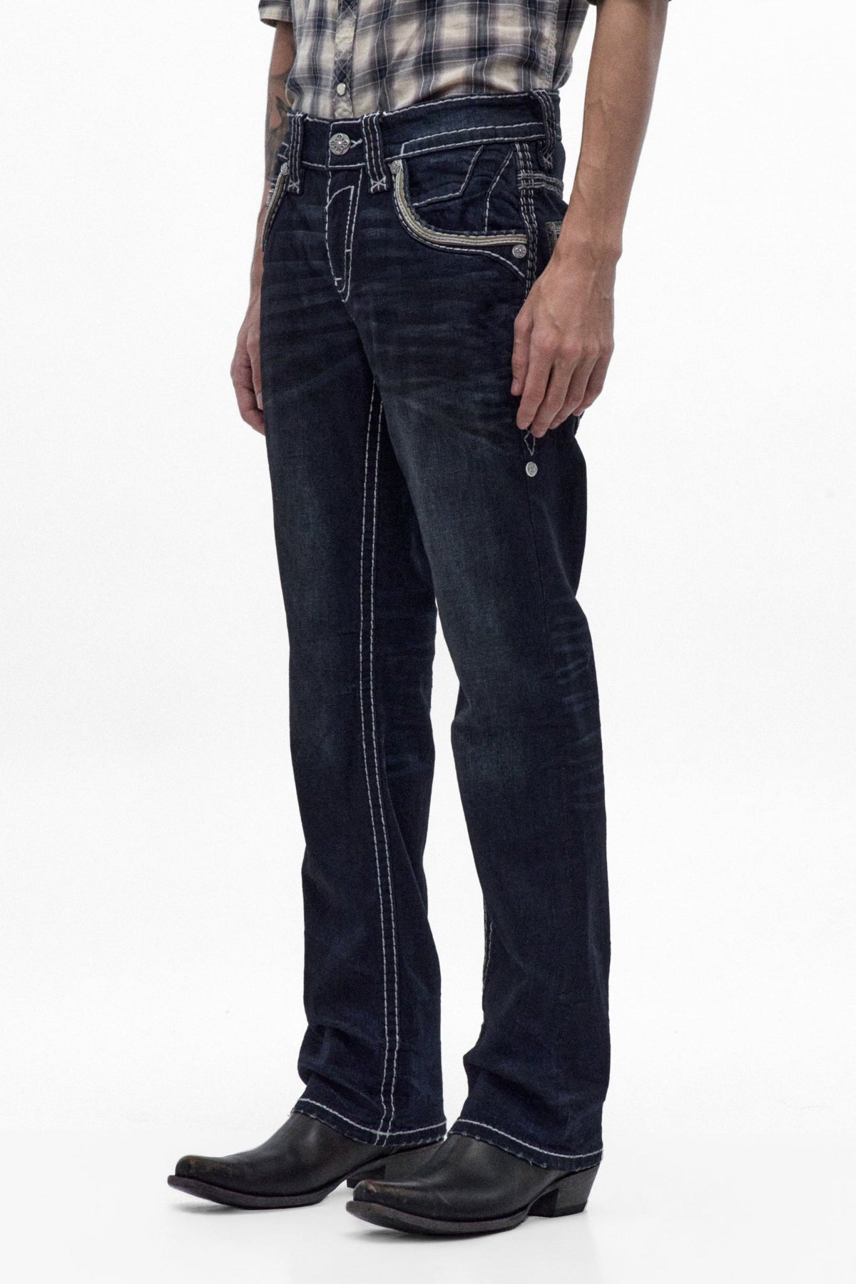 Rock Revival Men's Eggplant Dark Blue Bootcut Jean RP3500B219R - photo 3