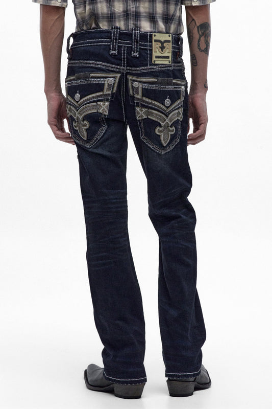Rock Revival Men's Eggplant Dark Blue Bootcut Jean RP3500B219R - photo 1