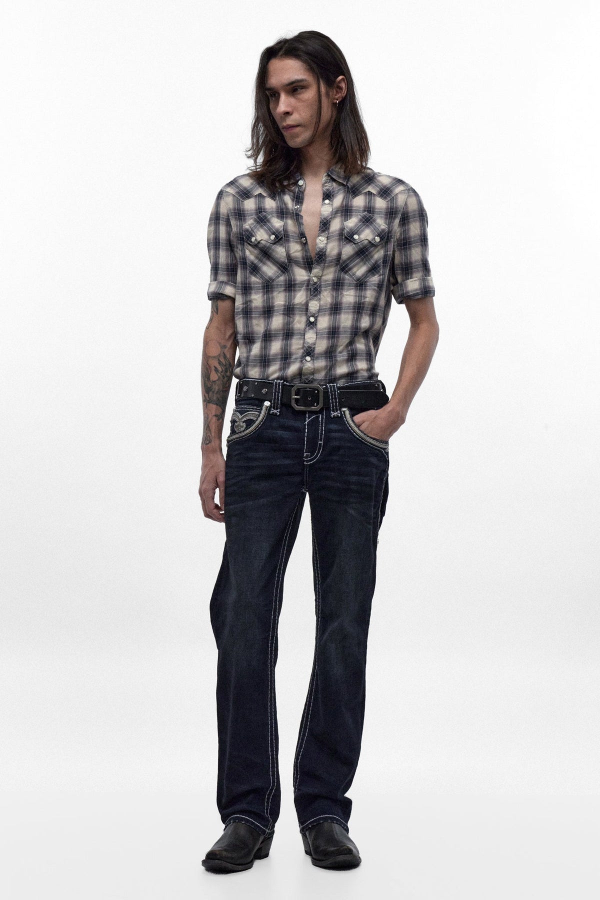 Rock Revival Men's Eggplant Dark Blue Bootcut Jean RP3500B219R - photo 6