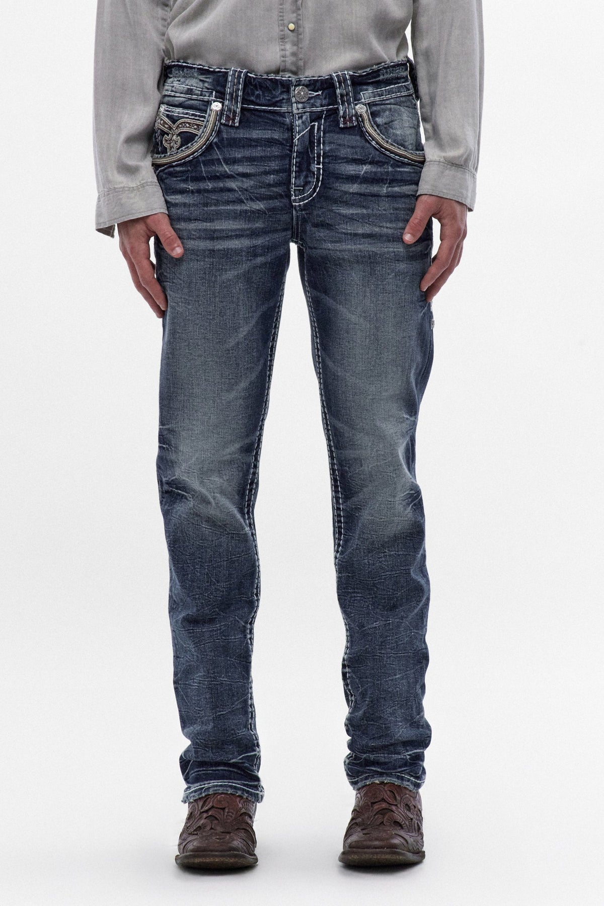 Rock Revival Men's Eggplant Medium Blue Straight Leg Jean RP3500J217R - photo 4