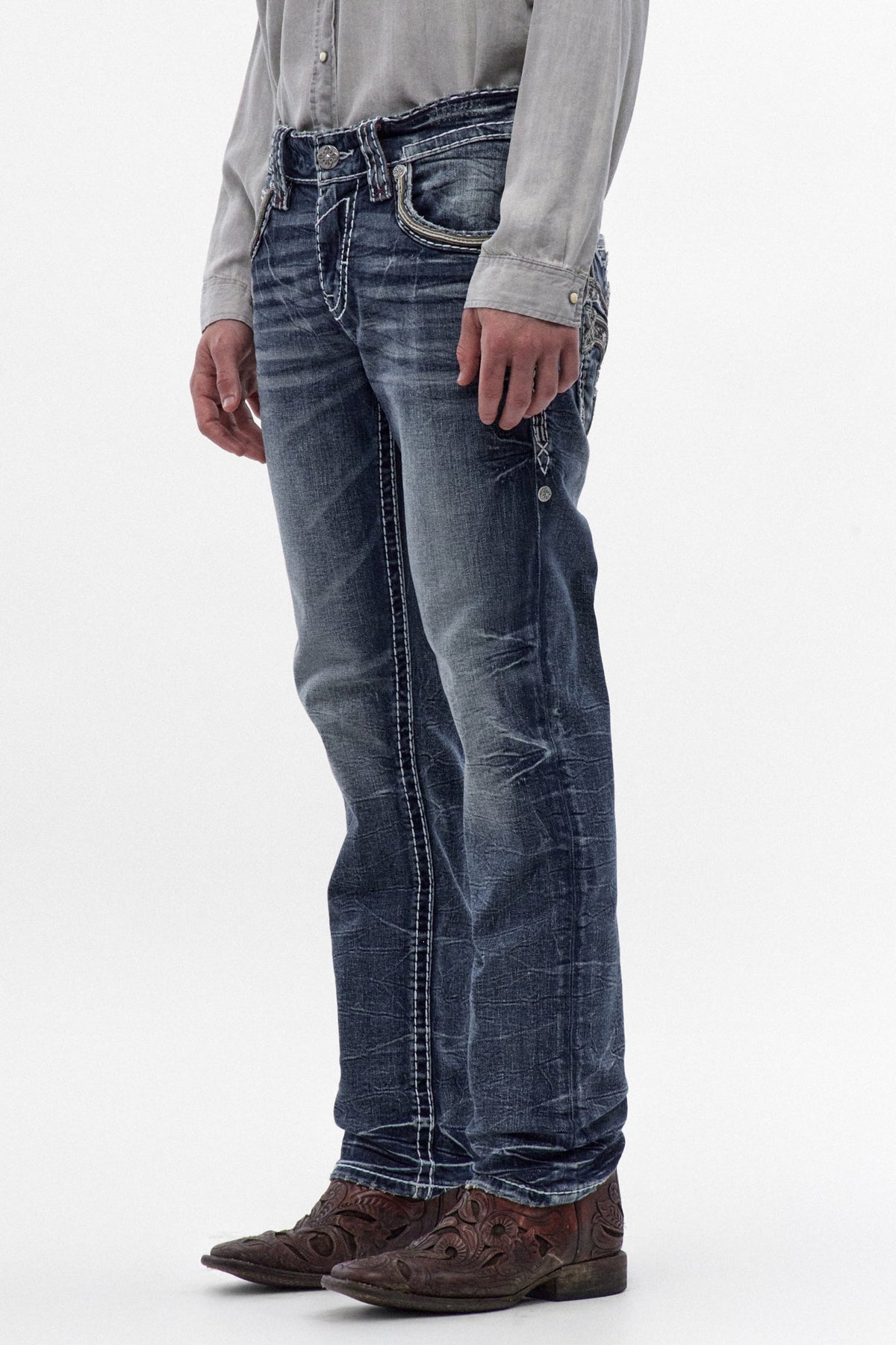 Rock Revival Men's Eggplant Medium Blue Straight Leg Jean RP3500J217R - photo 5
