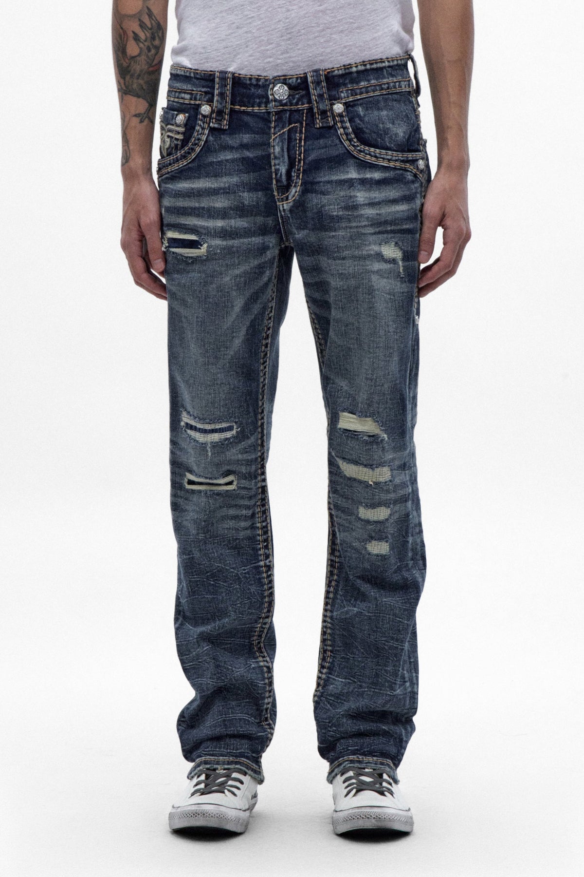 Rock Revival Men's Eydan Medium Blue Straight Leg Jean RP5744J204R - photo 2