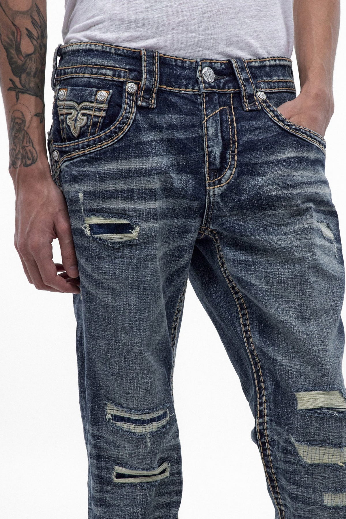 Rock Revival Men's Eydan Medium Blue Straight Leg Jean RP5744J204R - photo 4