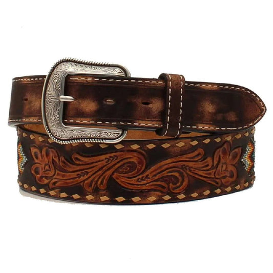 3D MEN'S BEADED INLAY BROWN BELT D100013402