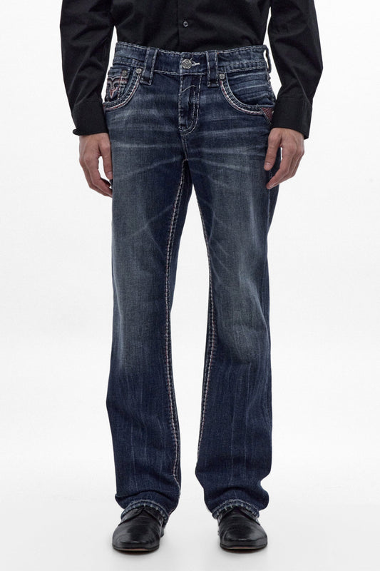 Rock Revival Men's Handel Dark Blue Bootcut Jean RP5783B202R - photo 1