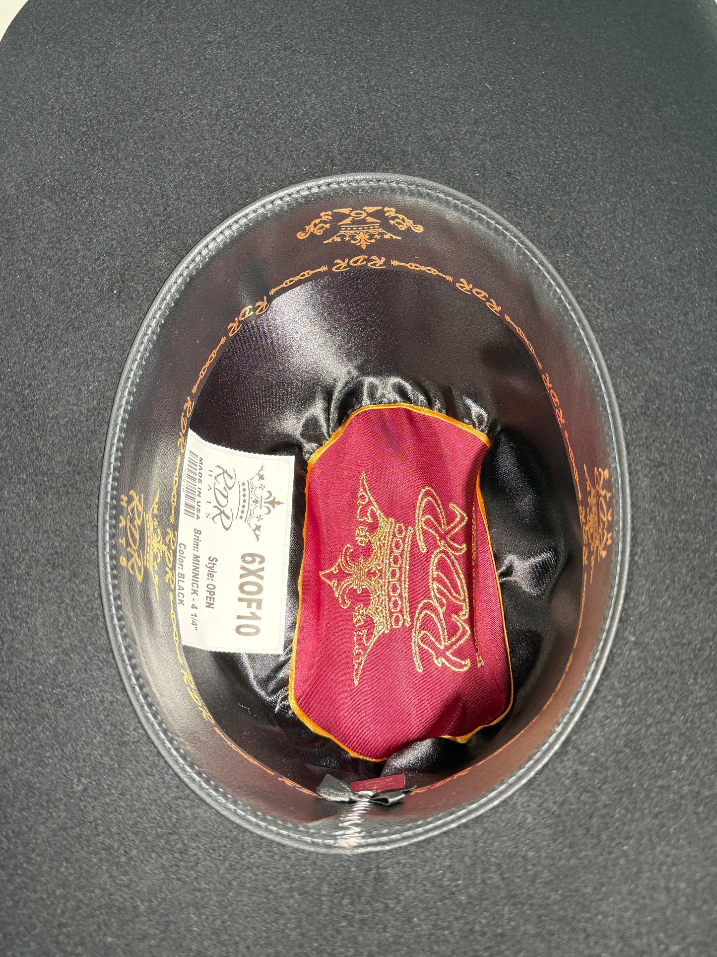 RDR Cowboy Hat Open Crown 6X Black
