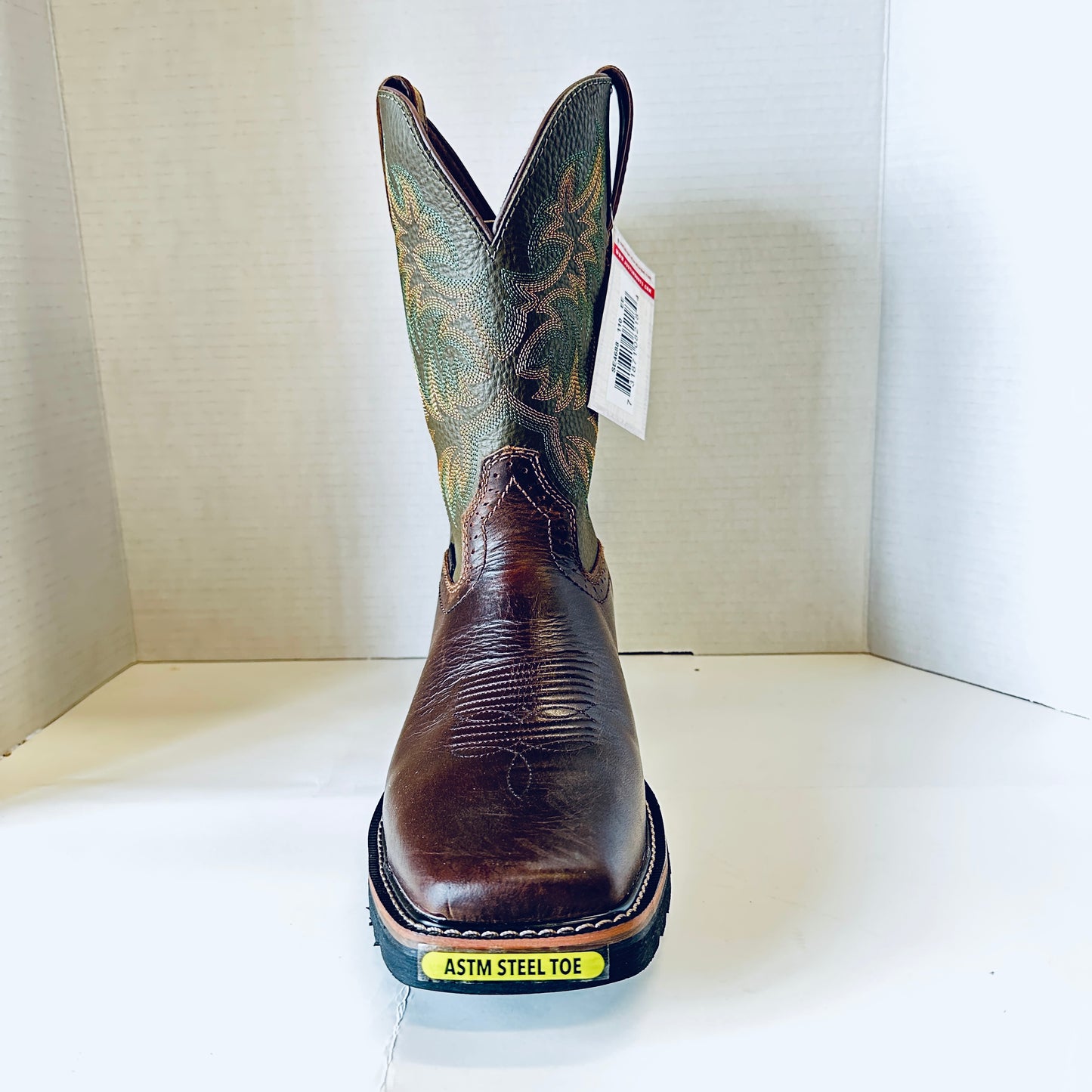 JUSTIN DRILLER 11" STEEL TOE WORK BOOT Brown / Green - SE4688