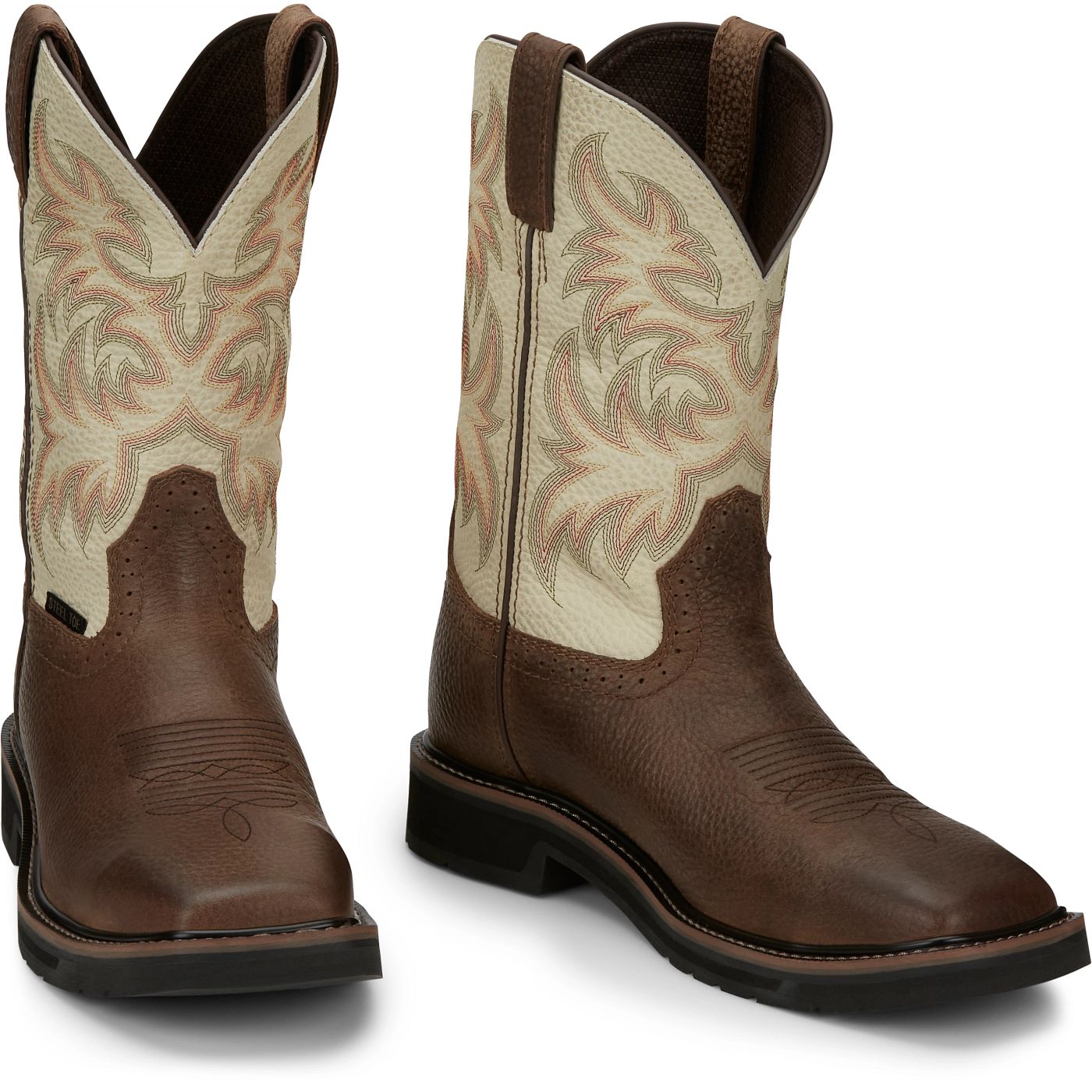 JUSTIN DRILLER 11" STEEL TOE WORK BOOT COPPER WHITE - SE4684