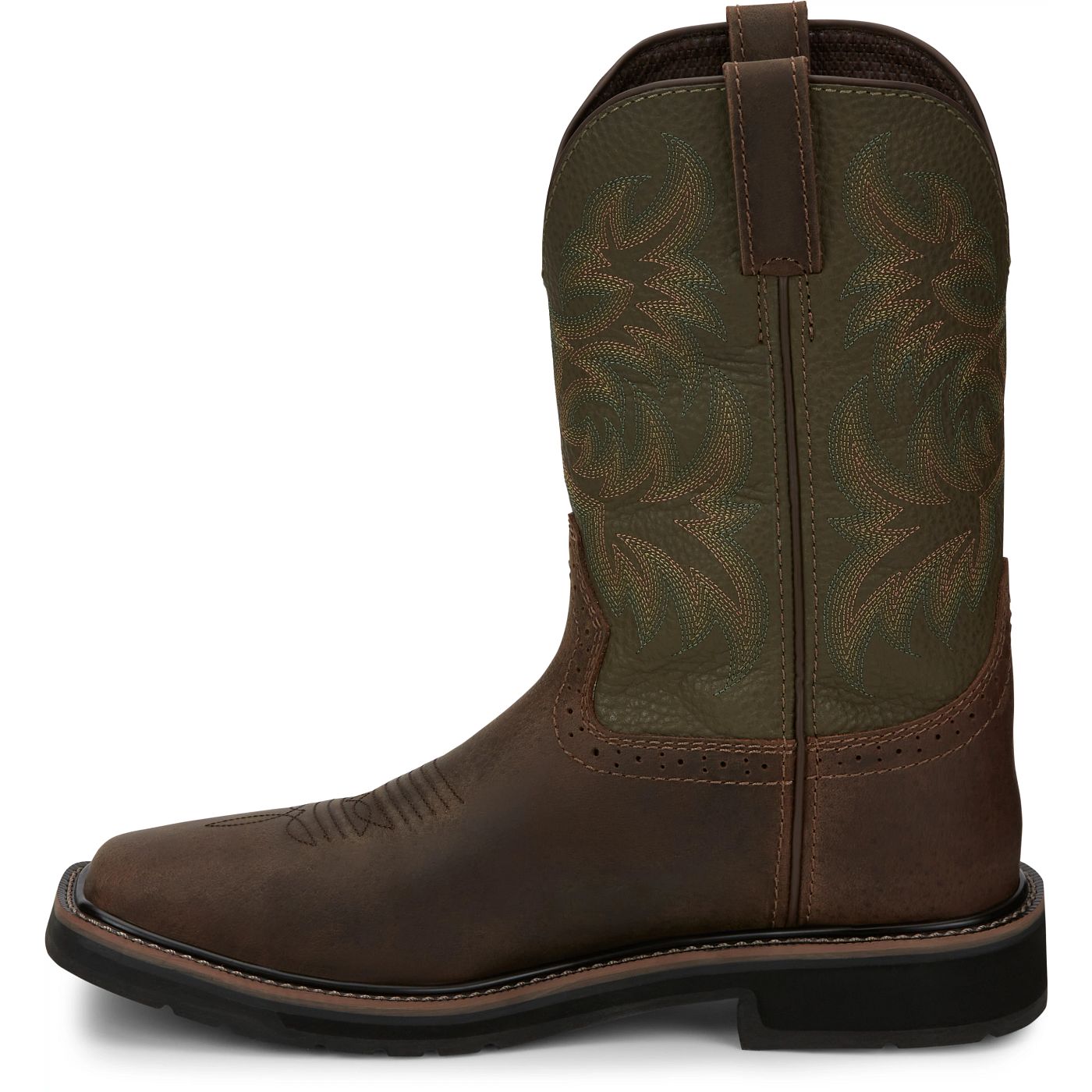 JUSTIN DRILLER 11" STEEL TOE WORK BOOT Brown / Green - SE4688