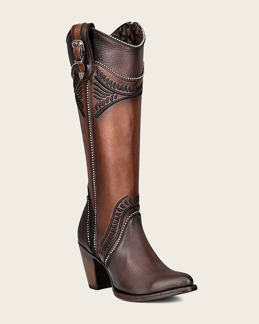 Cuadra Women Boots Damasco Chocolate Embroidery Round Toe CU583