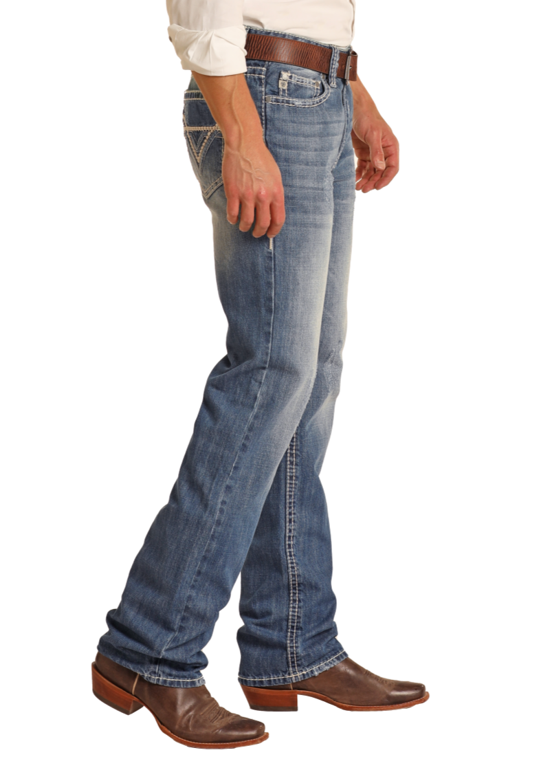 Rock & Roll Denim Double Barrel men's light wash relaxed fit straight leg jean M0S1612, side