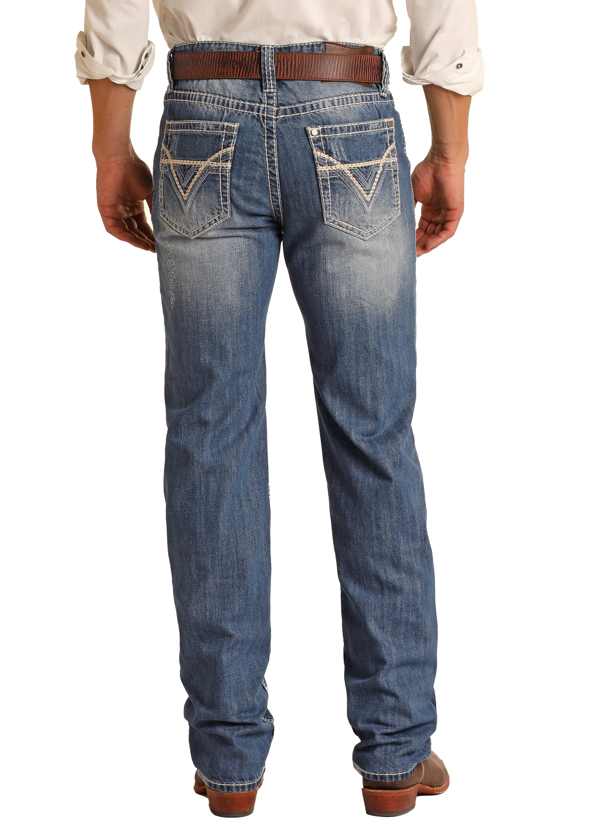Rock & Roll Denim Double Barrel men's light wash relaxed fit straight leg jean M0S1612, back