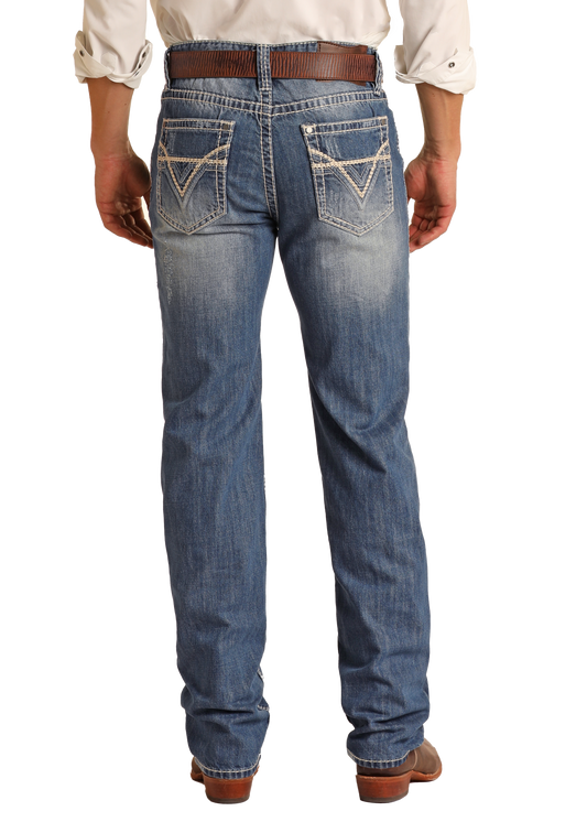 Rock & Roll Denim Double Barrel men's light wash relaxed fit straight leg jean M0S1612, back