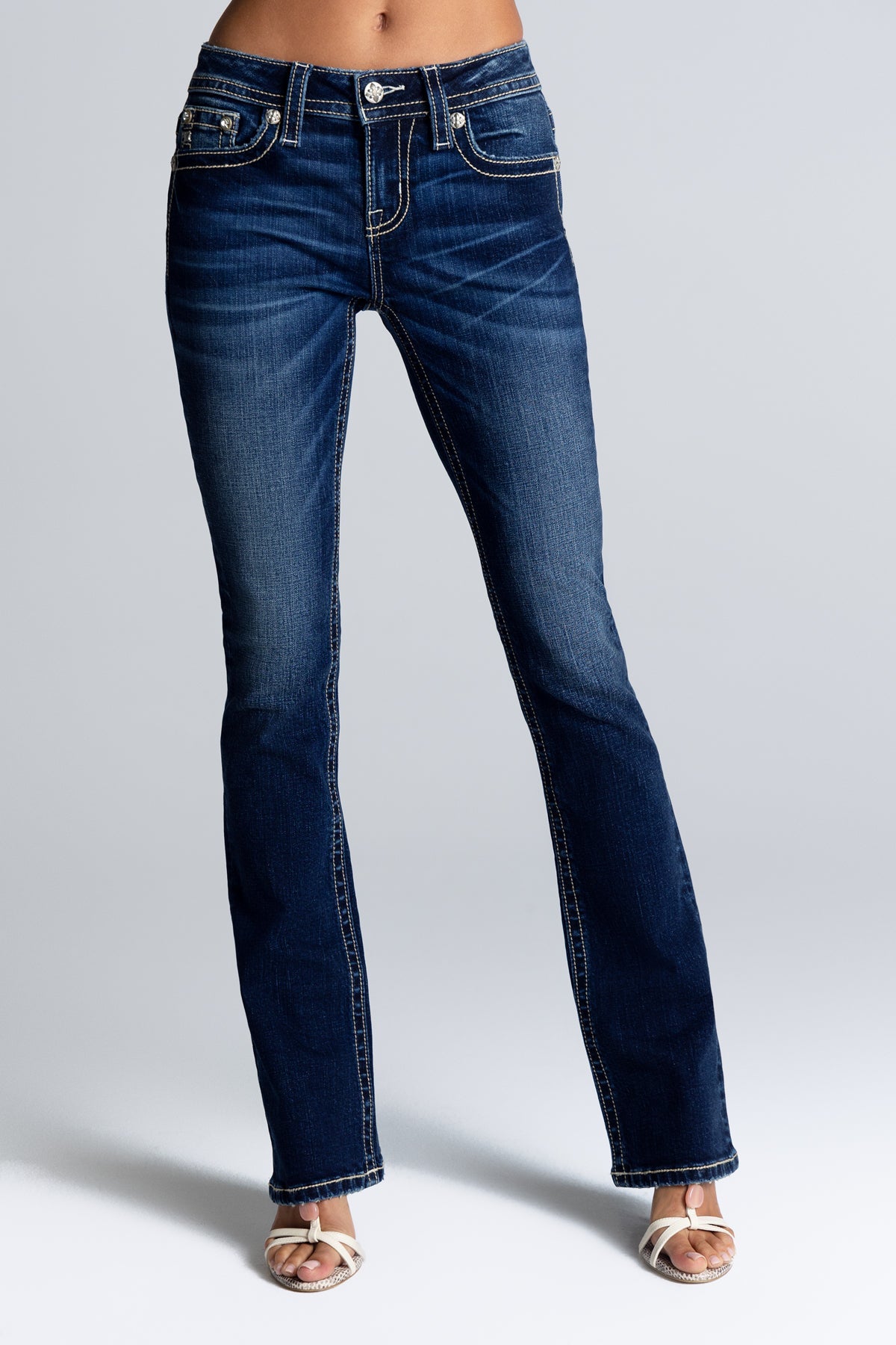 Miss Me Gypsy dark wash mid-rise bootcut jean M3080B96V, front view
