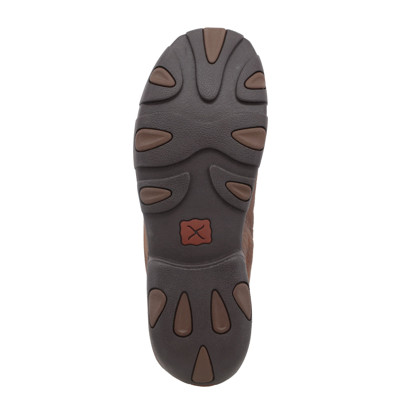 Twisted X Chukka Driving Moc Copper, angled view showing moc toe stitching