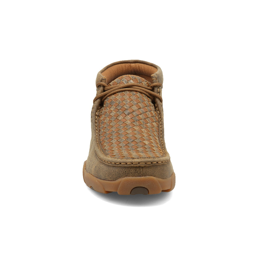 Twisted X MDM0033 chukka driving moc heel detail in bomber and tan leather