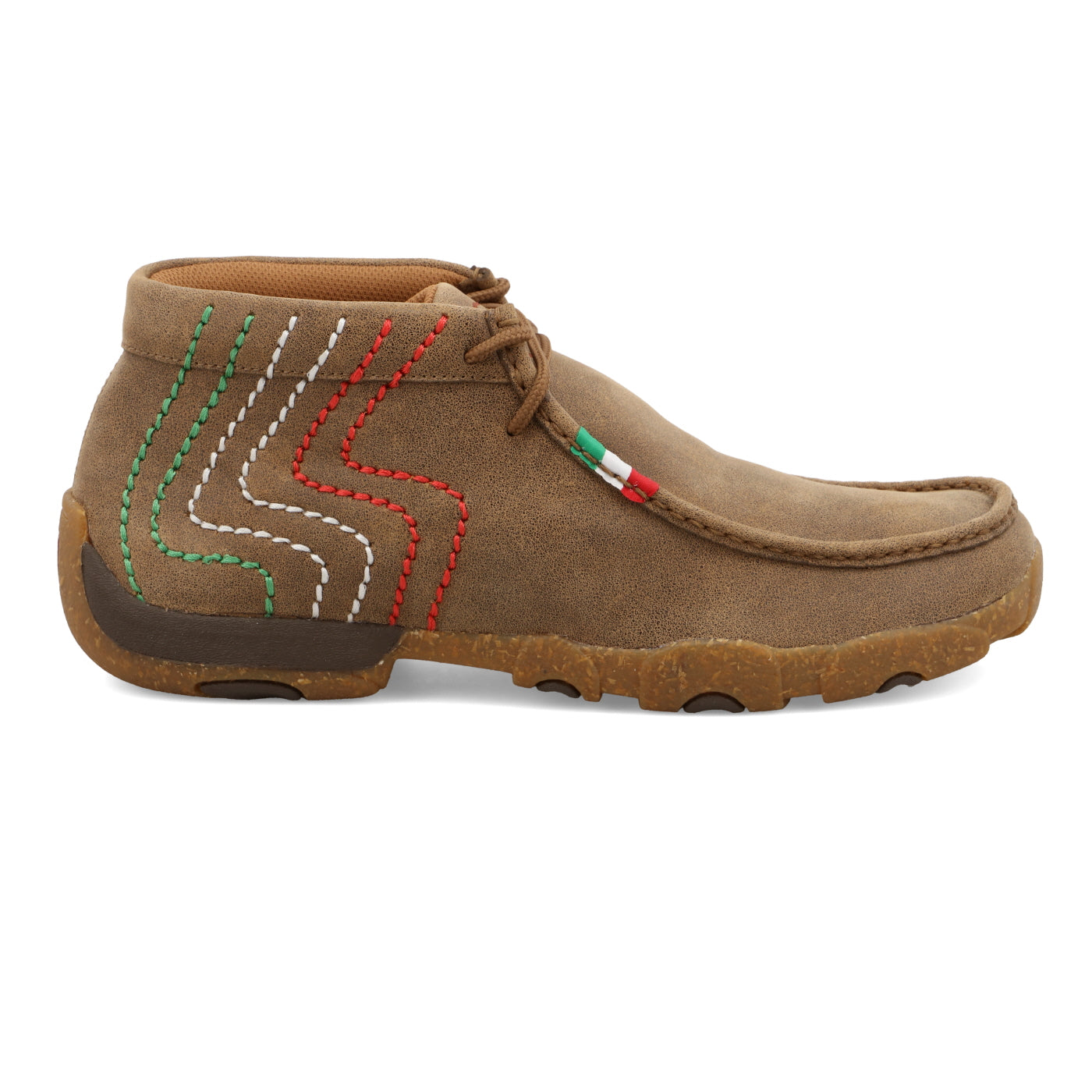 Twisted X MDM0092 chukka driving moc, three-quarter front view showing moc toe and nylon laces