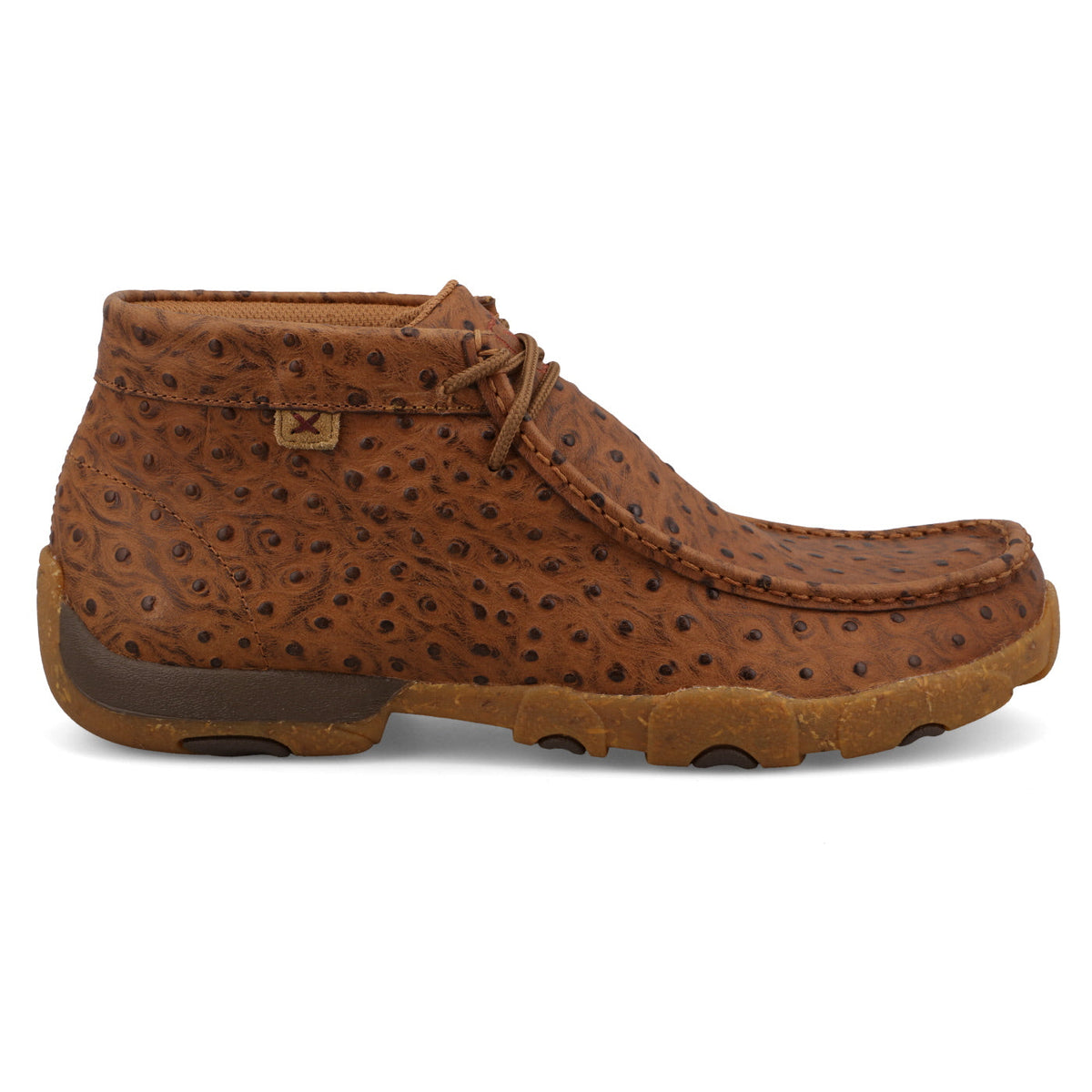 Twisted X MDM0100 chukka driving moc, three-quarter front view in cognac