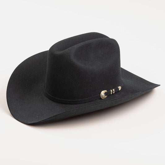 Larry Mahan 500X Superior black fur felt cowboy hat, three-quarter angle