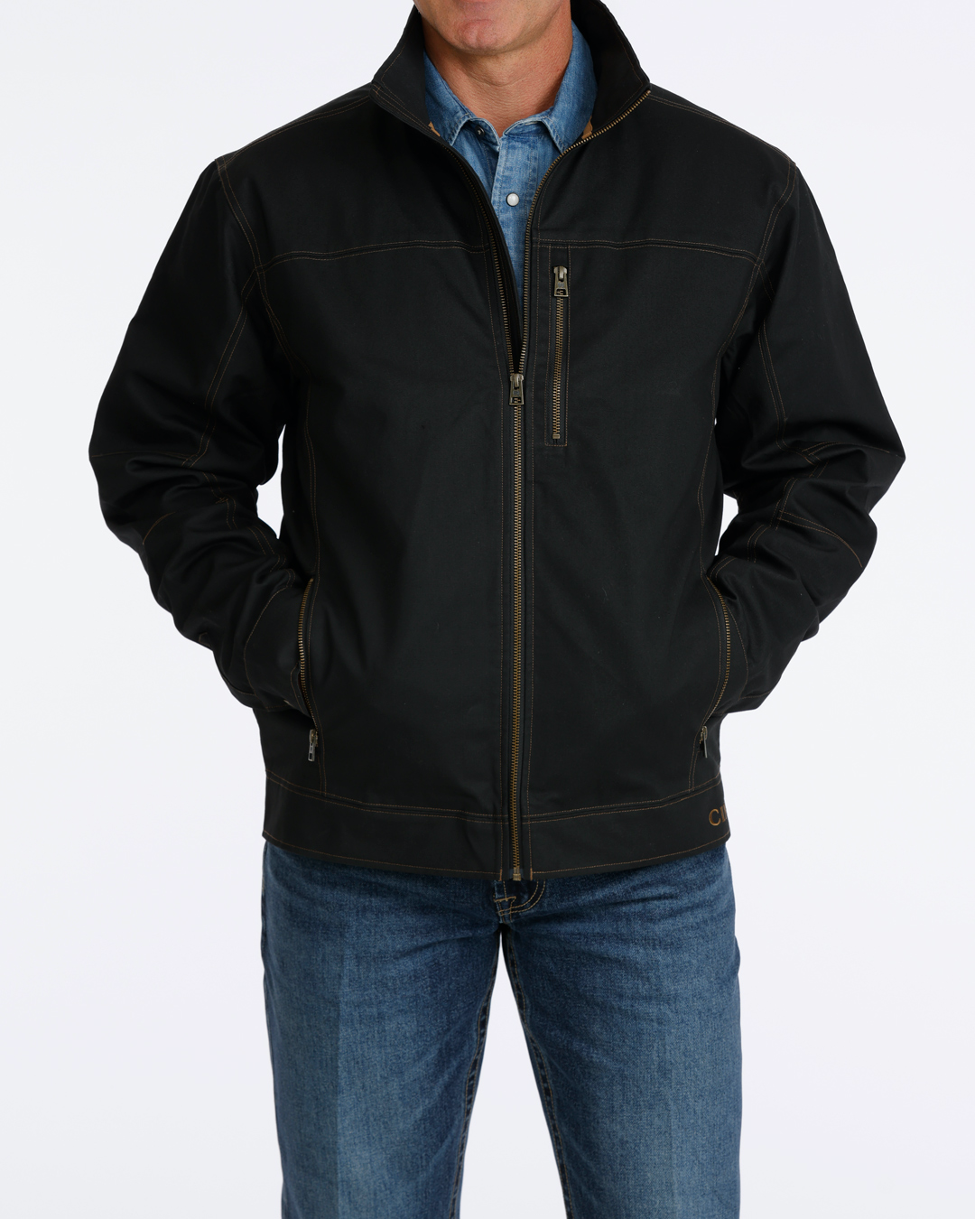 Cinch Men's Concealed Carry Canvas Jacket MWJ1938001 in Black, front view