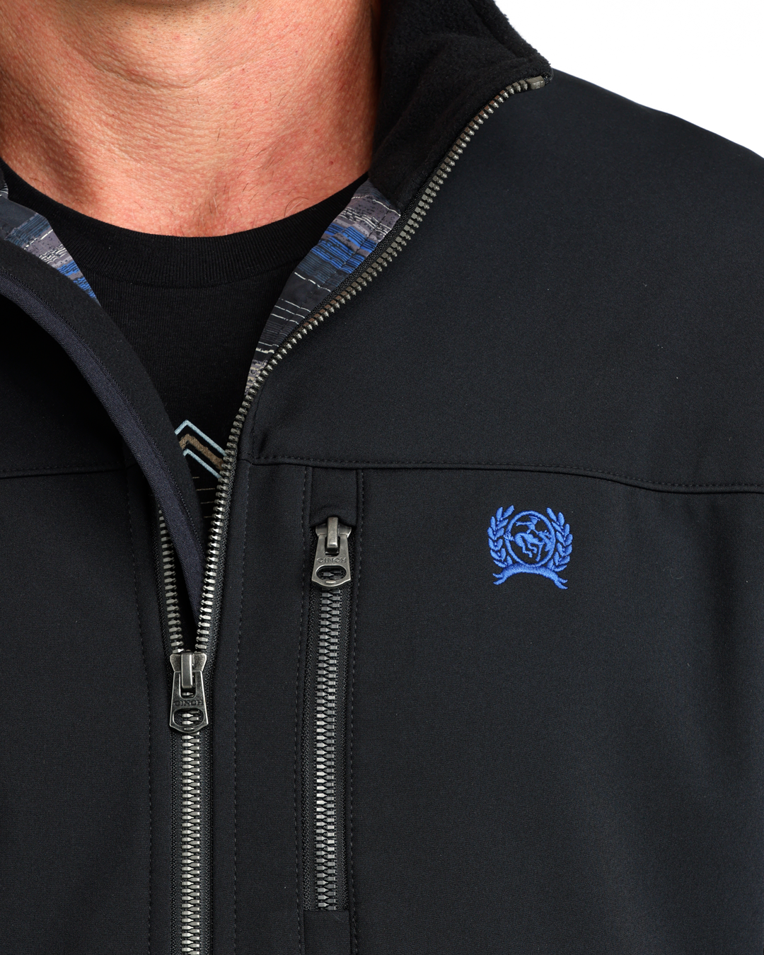 Cinch Men's Bonded Jacket MWJ1945001 in Black, chest and logo detail