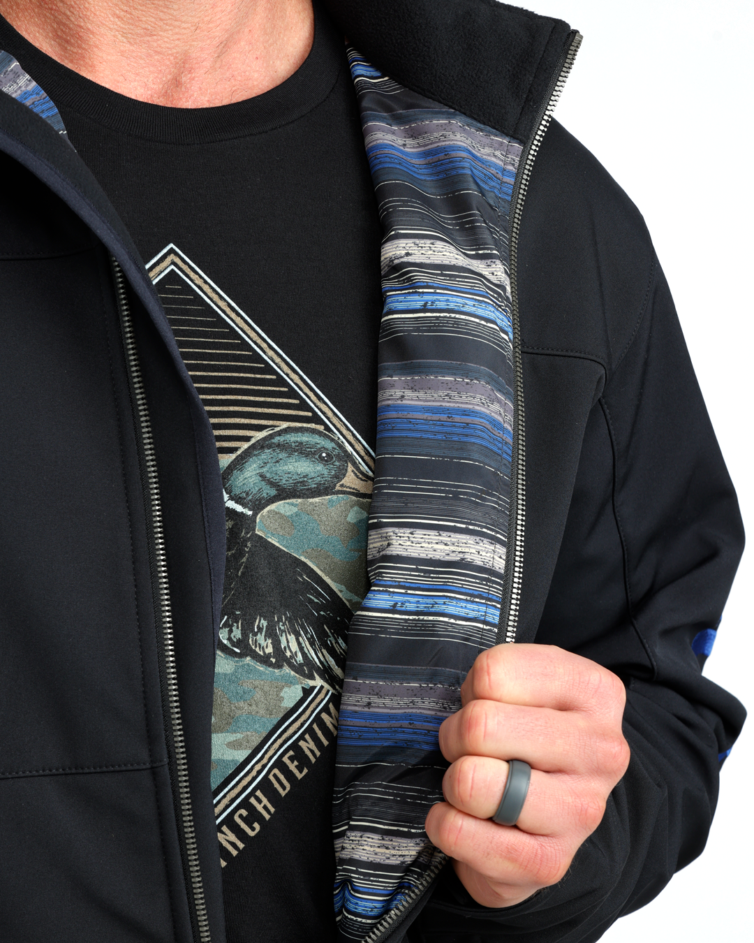 Cinch Men's Bonded Jacket MWJ1945001 in Black, lining detail