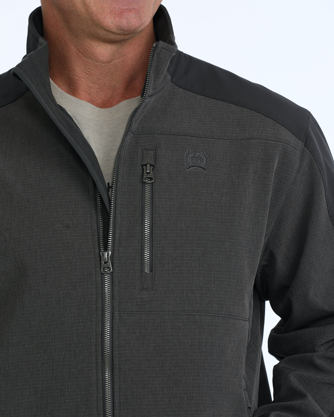Cinch Men's Bonded Jacket MWJ1946001 in Brown, chest and logo detail