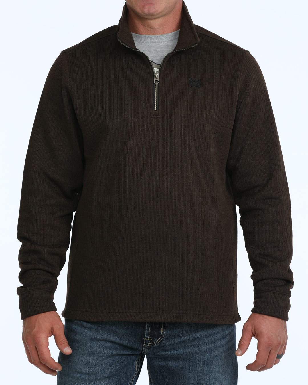 Cinch Men's 1/4 Zip Pullover MWK1080022 in Brown, front view